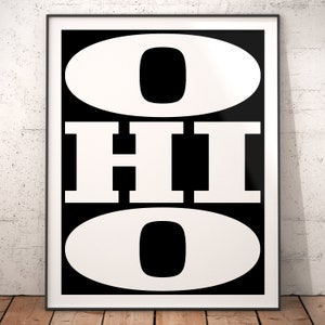 Ohio Subway Sign Print, Ohio Typography Art Print, Ohio Poster Print, Ohio Wall Decor, Ohio Bus Scroll Poster