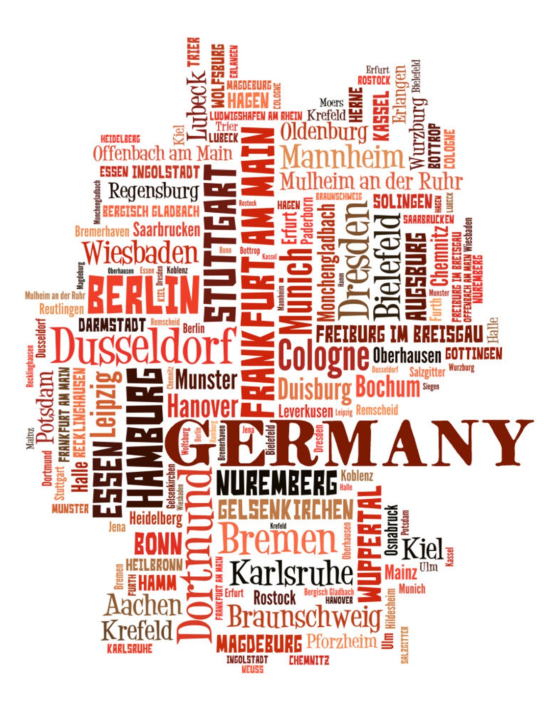 Germany Map Art Germany Art Print Germany City Map Germany | Etsy