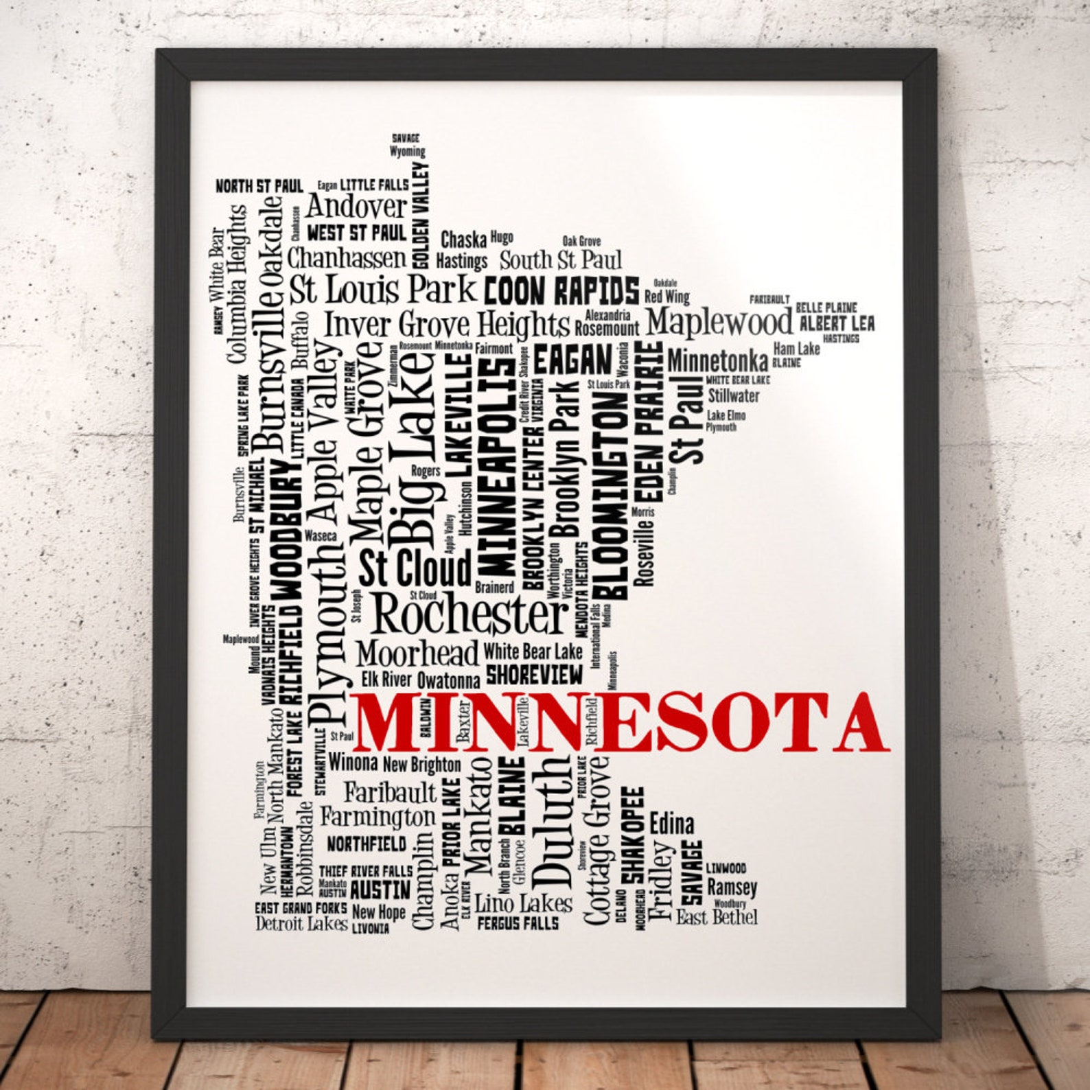 Minnesota Map Art Minnesota Art Print Minnesota State Map | Etsy