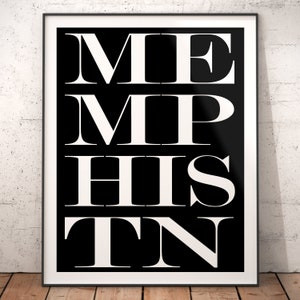 Memphis Subway Style Print, Memphis Typography Art Print, Memphis Poster Print, Memphis Wall Decor, Memphis Bus Scroll Print