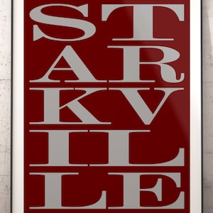 Starkville Subway Sign Print, Starkville Typography Art Print, Starkville Poster Print, Starkville Wall Decor, Starkville Bus Scroll Poster
