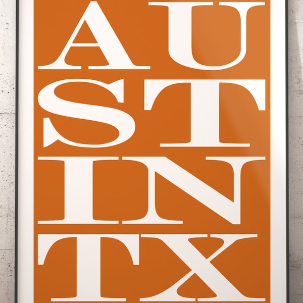 Austin Subway Sign Print, Austin Typography Art Print, Austin Poster Print, Austin Wall Decor, Austin Bus Scroll Poster