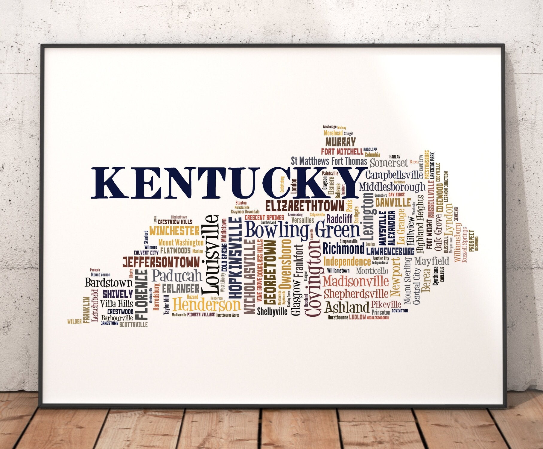 Kentucky Map Art Kentucky Art Print Kentucky State Map | Etsy