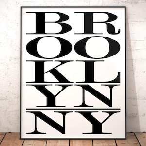 Brooklyn Typography Art Print, Brooklyn Subway Sign Print, Brooklyn Poster Print, Brooklyn Wall Decor, Brooklyn Bus Scroll Poster