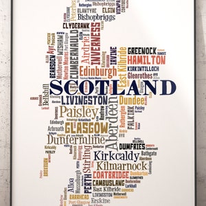 Scotland Map Art, Scotland Art Print, Scotland City Map, Scotland Typography Art, Scotland Poster Print, Scotland Word Cloud