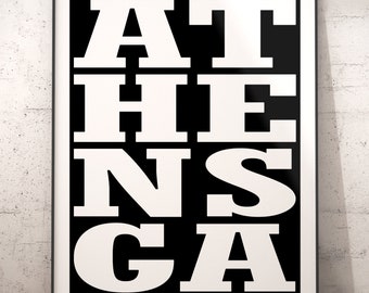 Athens Georgia Subway Sign Typography Art Print