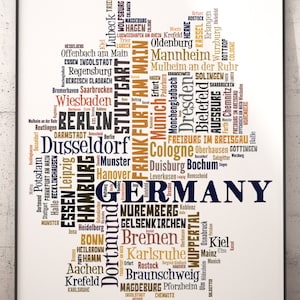 Germany Map Art, Germany Art Print, Germany City Map, Germany Typography Art, Germany Poster Print, Germany Word Cloud