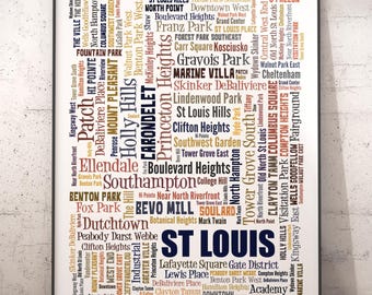 St Louis Neighborhoods Typography Art Print