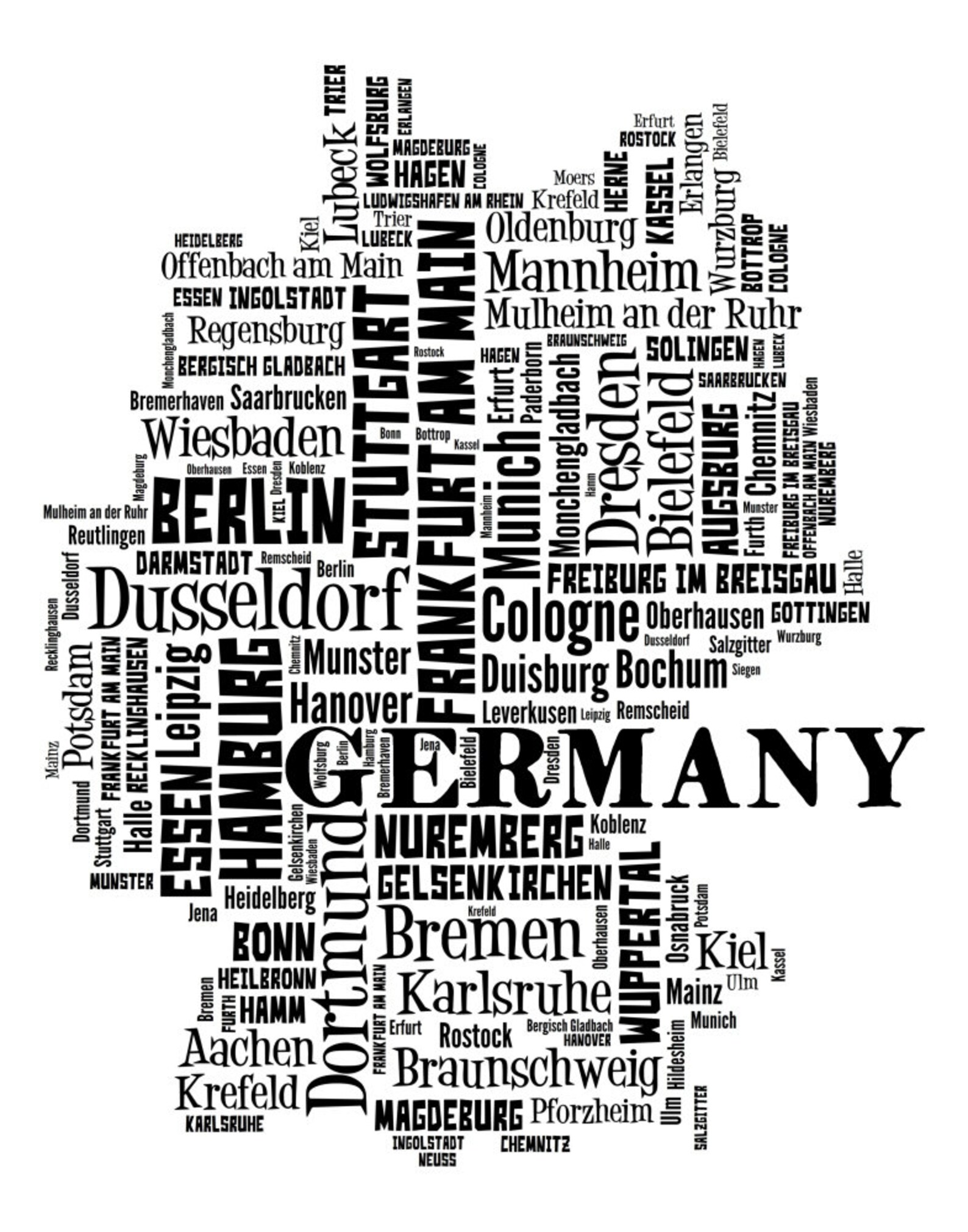 Germany Map Art Germany Art Print Germany City Map Germany | Etsy