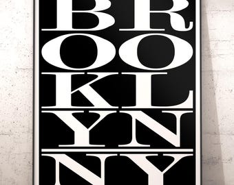 Brooklyn Typography Art Print, Brooklyn Subway Sign Print, Brooklyn Poster Print, Brooklyn Wall Decor, Brooklyn Bus Scroll Poster