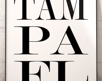 Tampa Subway Style Print, Tampa Typography Art Print, Tampa Poster Print, Tampa Wall Decor, Tampa Bus Scroll Print