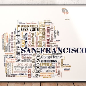 San Francisco Art, San Francisco Art Print, San Francisco Neighborhood Art Print, San Francisco Typography Art, San Francisco Poster Print