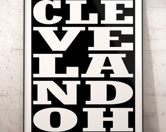 Cleveland Subway Sign Typography Print, City Wall Art