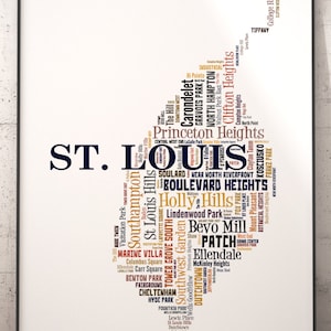 St Louis Map Art, St Louis Art Print, St Louis Neighborhood Art Print, St Louis Typography Art, St Louis Poster Print, St Louis Word Cloud