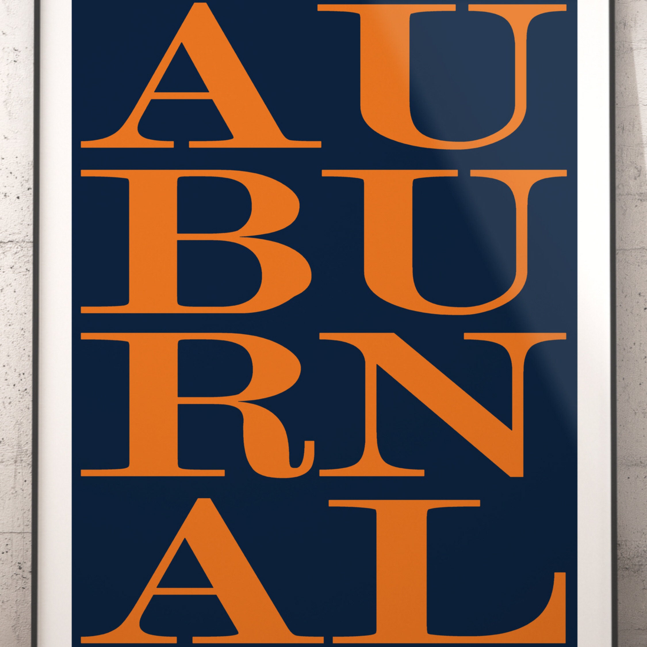 The Call Letterpress poster, white, framed – Auburn Art