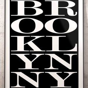 Brooklyn Subway Sign Print, Brooklyn Typography Art Print, Brooklyn Poster Print, Brooklyn Wall Decor, Brooklyn Bus Scroll Poster