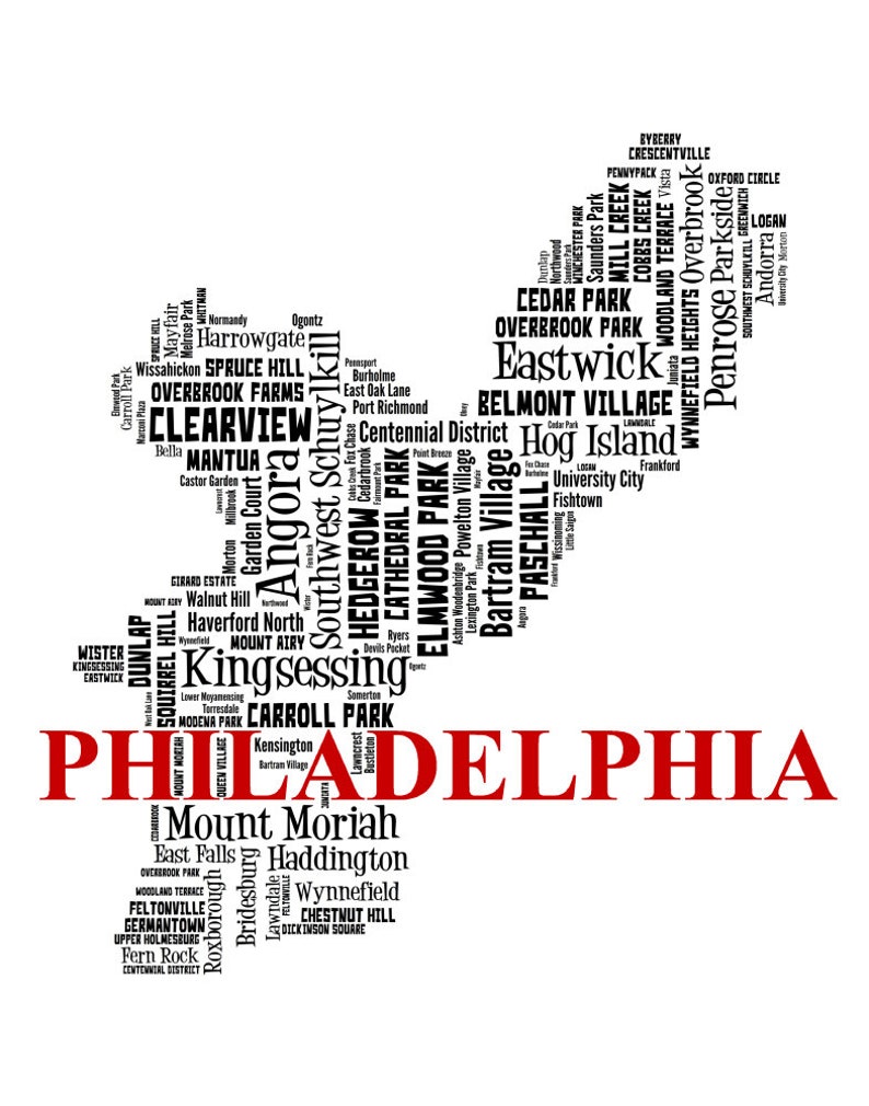 Philadelphia Map Art Philadelphia Art Print Philadelphia Etsy