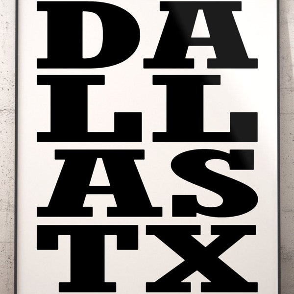 Dallas Subway Sign Print, Dallas Typography Art Print, Dallas Poster Print, Dallas Wall Decor, Dallas Bus Scroll Poster