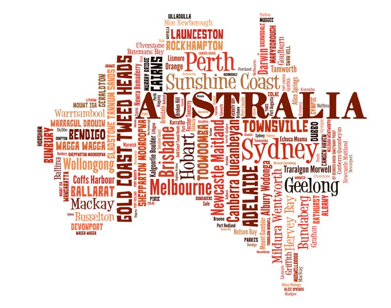 Australia Map Art Australia Art Print Australia City Map Etsy