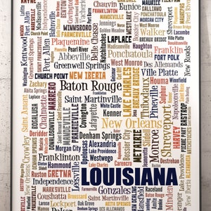 Louisiana Map Art Print, Louisiana Typography Decor, Louisiana Art Print, Louisiana Poster Print, Louisiana Art Print