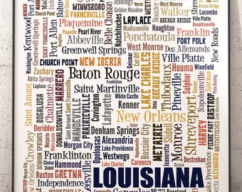 Louisiana Map Art Print, Louisiana Typography Decor, Louisiana Art Print, Louisiana Poster Print, Louisiana Art Print