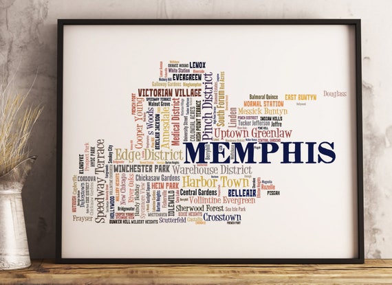 Memphis Map Art Memphis Art Print Memphis Neighborhood Map