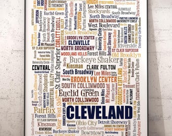 Cleveland Neighborhoods Typography Art Print