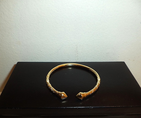 West Indian 18K CLASSIC YELLOW Gold Gilded Filled Bangle Bracelet/Caribbean Bangle/Cuff Bangle - Beautiful