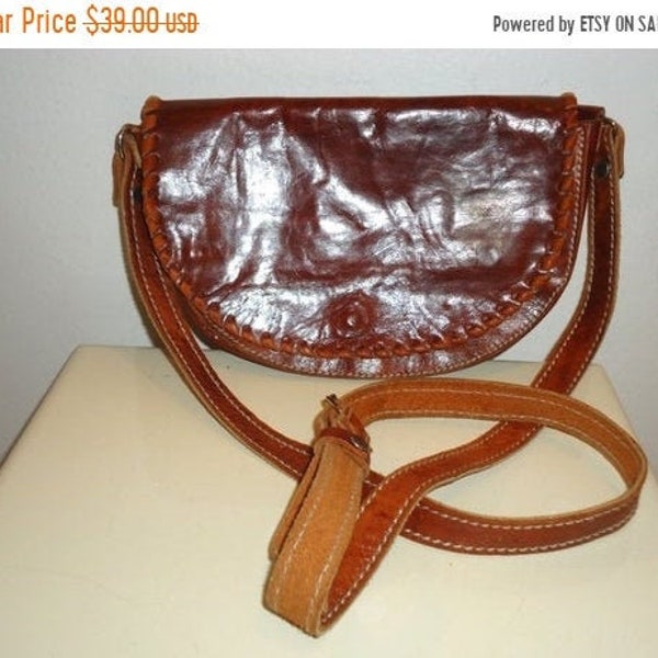 Beautiful Vintage Cognac/Brown Leather Shoulder Bag