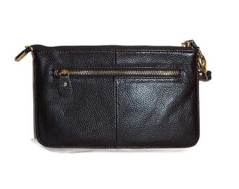 Vintage Black Leather Clutch Bag/Handbag
