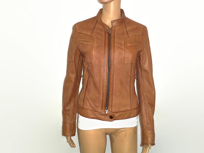 Vintage Brown/camel Color Genuine Leather Jacket, Waist Length
