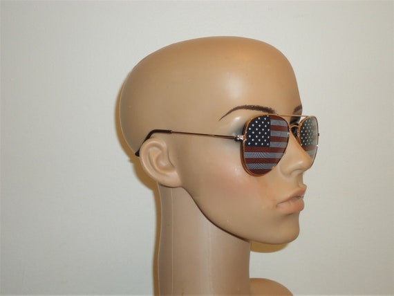 Vintage Aviator Sunglasses – American Flag - Beau… - image 4