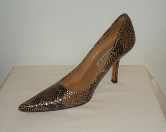 Vintage Charles David Snakeskin Leather Pumps, Sz. 5 1/2 - Beautiful