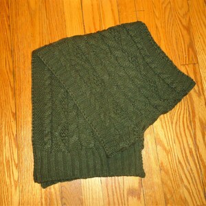 Vintage Green Scarf Cable Knit Scarf Olive Green image 3