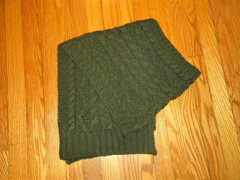 Vintage Green Scarf Cable Knit Scarf Olive Green image 3