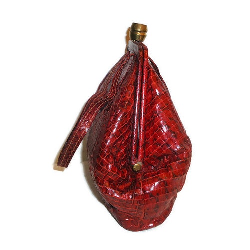 Vintage Genuine Snakeskin Handbag/Baguette Purse - shops Burgundy/Maroon Beautiful
