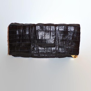 Vtg. Black Leather Clutch bag