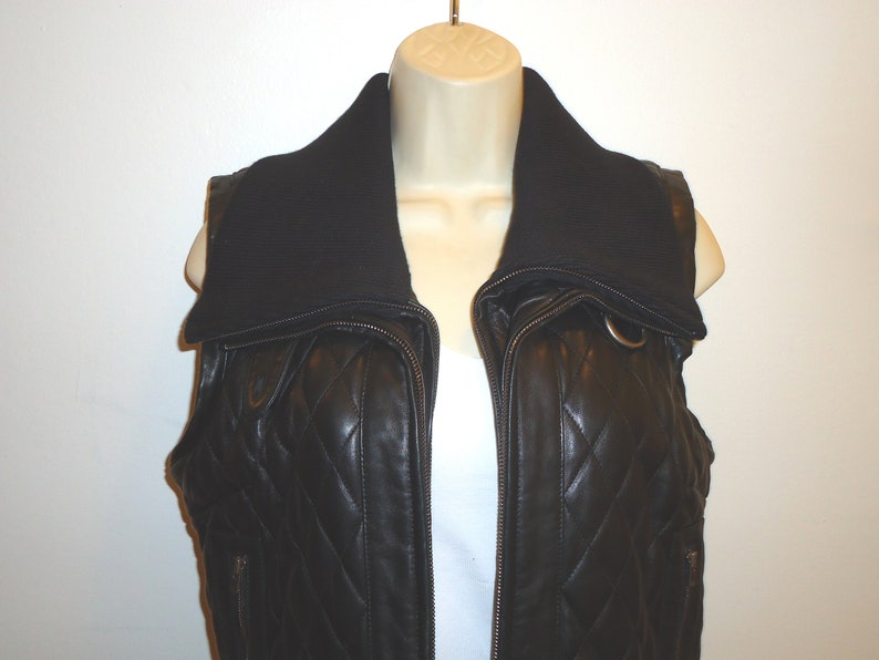 Really Nice Vintage Black Leather Quilted Vest CLEARANCE SALE! Sz.S
