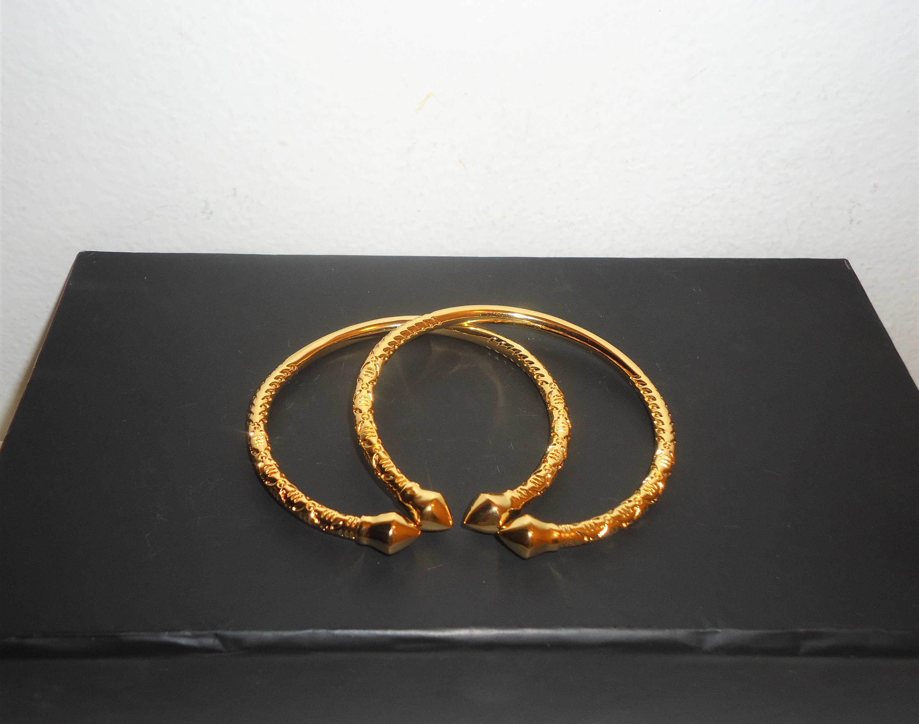 Gold Bangles West Indian Bangles 18K Gold Gilded Bangle Bracelets Caribbean Bangles Rose Gold Tint Adjustable Bangles Traditional Bangles