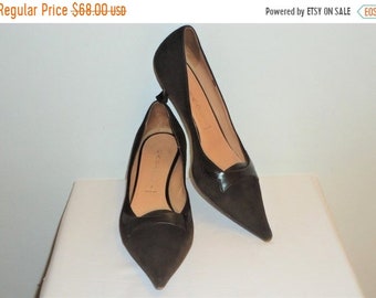 Vintage Dark Brown Suede Pumps/Shoes, Sz.5