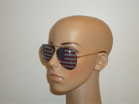 Vintage Aviator Sunglasses – American Flag - Beau… - image 2