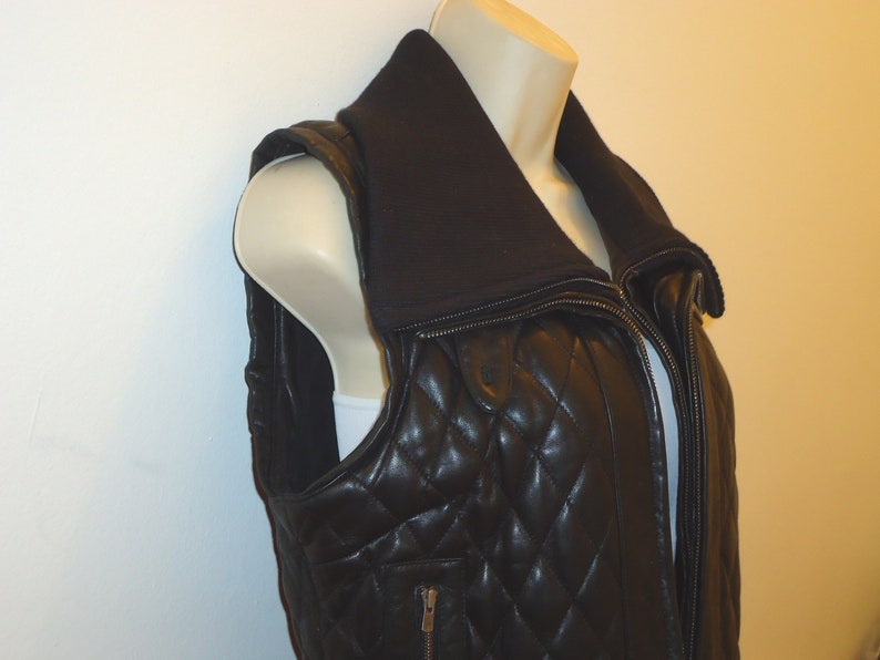 Really Nice Vintage Black Leather Quilted Vest CLEARANCE SALE! Sz.S