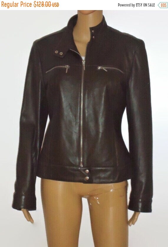 vintage leather jacket dark - Gem