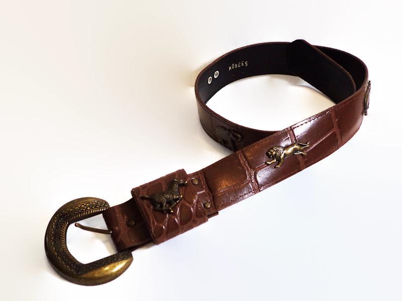Vintage Unique Brown Leather Safari Animal Belt, Sz.m - Etsy display picture 2