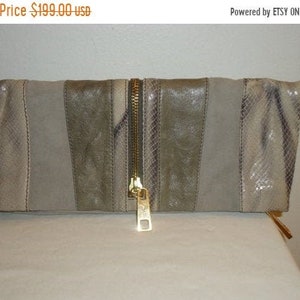 Vintage Gray Genuine Snakeskin Leather Clutch