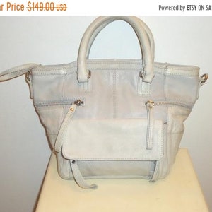 Vintage Gray Leather Tote/Purse/Top Handle Satchel/Handbag