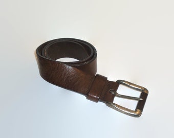 Vintage Dark Brown Leather Belt, Sz.S