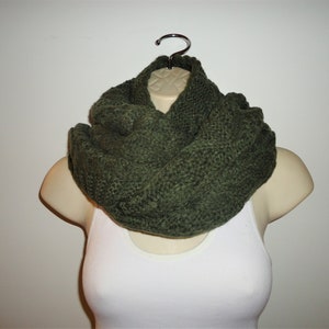 Vintage Green Scarf Cable Knit Scarf Olive Green image 4