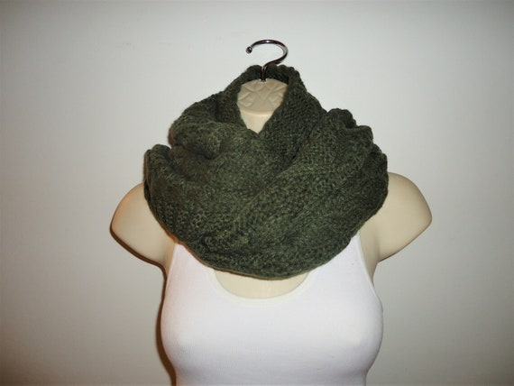 Vintage Green Scarf - Cable Knit Scarf – Olive Gr… - image 4