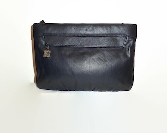 Bella borsa a tracolla/borsa in pelle blu navy/blu scuro